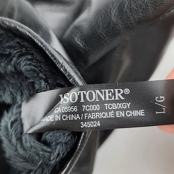 ISOTONER Men's Black  Leather Winter Gloves Insulated Touchscreen Size Large - Picture 8 of 12